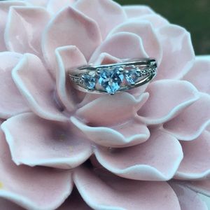 Topaz Triple Heart Sterling Silver Ring size 7 & 9